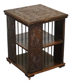 Victorian English Oak Carved Revolving Bookcase