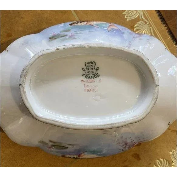 1960s 1960s Limoges Hand-Painted Porcelain French Dishware- 13 Pieces For Sale - Image 5 of 5