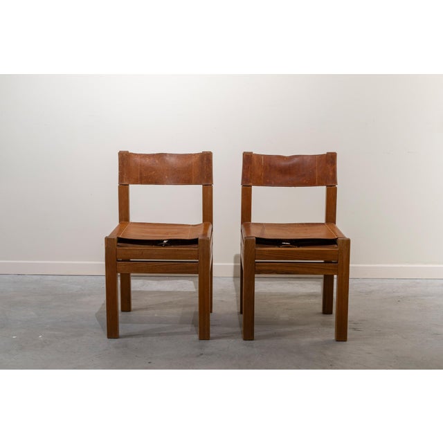 Rationalist French Chairs in Leather and Wood, 1970s, Set of 2 For Sale - Image 12 of 12