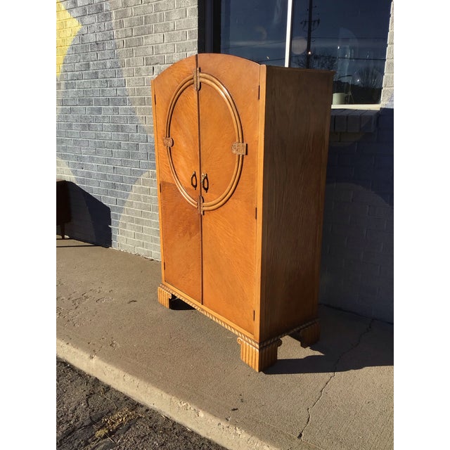 Mid-Century Modern Vintage Circa 1930's Deco Wardrobe For Sale - Image 3 of 12