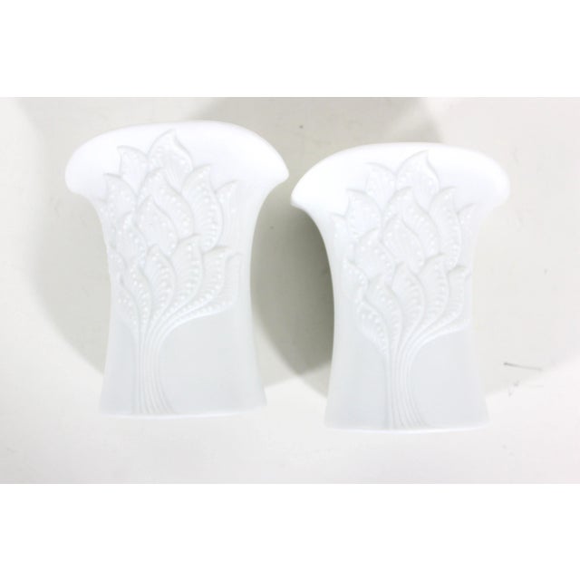 Vintage 1960’s Ceramic White Bisque Candle Holders Signed M Frey Kaiser Germany, Matte White Porcelain, a Pair For Sale - Image 9 of 10