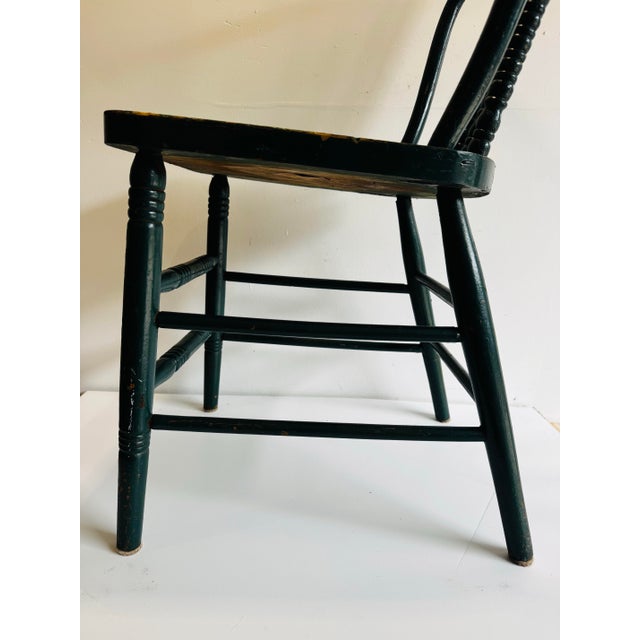 Antique Bow Back Windsor Style Farmouse Chair With Original Patina For Sale - Image 6 of 11