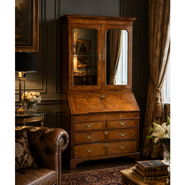 A superb and highly important antique george i figured walnut bureau bookcase dating to the early 18th century, circa...