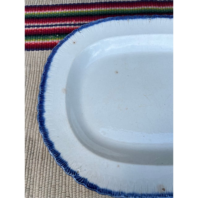 Antique Pearlware Blue Feather Edge Platter, Circa 1820’s For Sale - Image 4 of 12