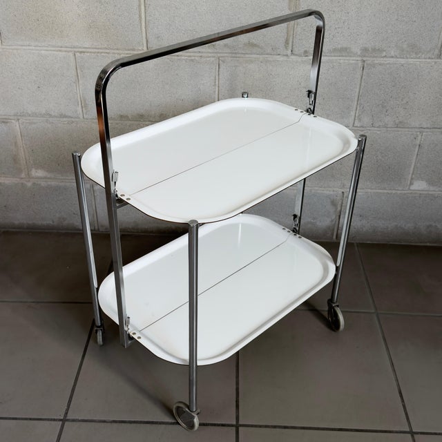 Chromed Metal Folding Bar Cart, 1970s For Sale - Image 11 of 11