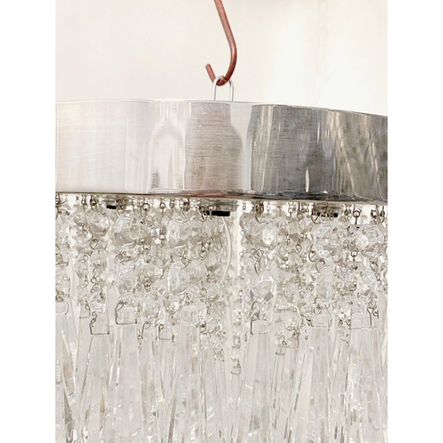 Modern Nickel Plated Modern Chandelier With Crystal For Sale - Image 3 of 7