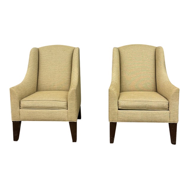 Ethan Allen Upholstered Wood Armchairs Set of 2 Chairish