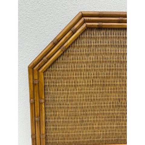 Late 20th Century Dixie Faux Bamboo and Woven Wicker Twin Headboard Pair For Sale - Image 5 of 6