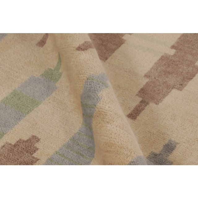 Textile Contemporary Scandinavian Style Geometric Beige, Green & Blue Wool Rug by Rug & Kilim For Sale - Image 7 of 10