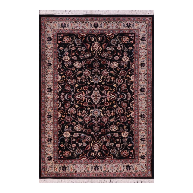 Shabby Chic 1990's Pak-Persian Black/Gray Wool Rug - 3'0'' X 5'1'' For Sale