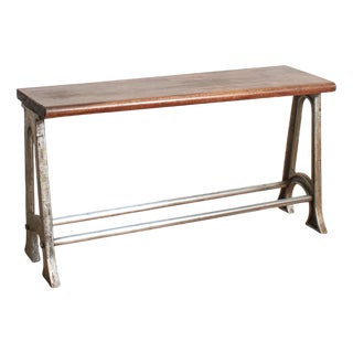 Short Antique School Locker Room Storage Bench, 1950s For Sale