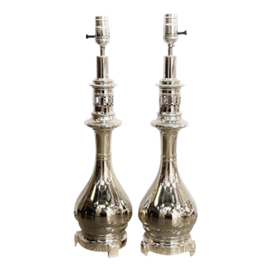 1920 French Silver Plated Table Lamps - a Pair
