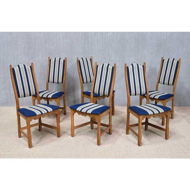 Mid-Century Modern Vintage Danish Oak Dining Chairs by Henning Kjærnulf for Nyrup Furniture Factory, 1960s, Set of 6 For Sale - Image 3 of 16
