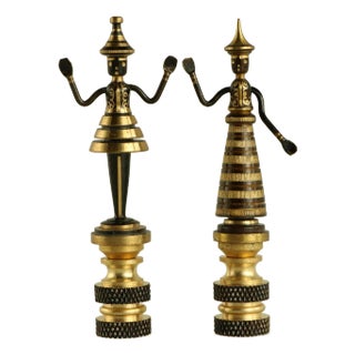 Mid-Century Finial Dancers Lamp Finials - A Pair For Sale