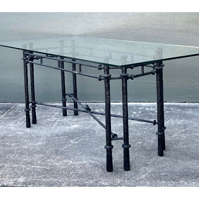 Vintage Boho Hammered Iron Dining Table After Giacometti For Sale - Image 9 of 12