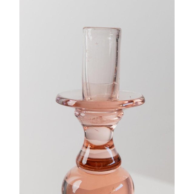 Vintage Peach Glass Candleholders, Italy, 1980s, Set of 2 For Sale - Image 4 of 13