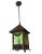Iron Hanging Lantern With Stained Glass For Sale