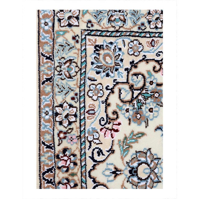 Hand knotted Nain rug ,Original Fine Rug. Handmade Hand-knotted Silk & wool on a Silk .Classical combination of colors,...
