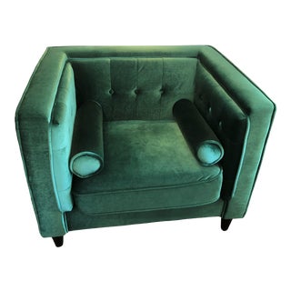 Meridian Furniture Inc Taylor Club Green Velvet Arm Chair For Sale