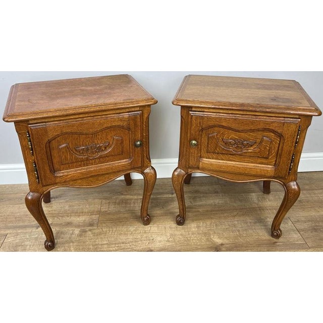 Vintage French Louis Oak Nightstands, Set of 2 For Sale - Image 15 of 15