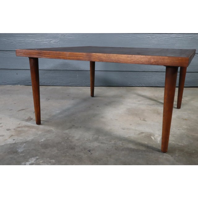 Mid-Century Modern Vintage American of Martinsville Square Walnut Coffee Designed by Merton Gershun Table Mid Century Modern Danish Style For Sale - Image 3 of 8