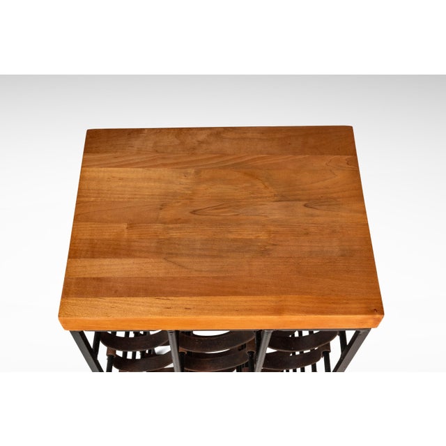 Mid-Century Modern 21 Bottle Wine Rack in Leather & Wrought Iron W/ Butcher Block Top Attributed to Arthur Umanoff, Usa, C. 1960s For Sale - Image 10 of 18