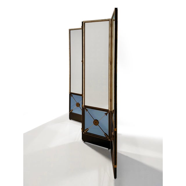 Silver 1930s Mirrored Art Deco Regency Folding Screen For Sale - Image 8 of 12