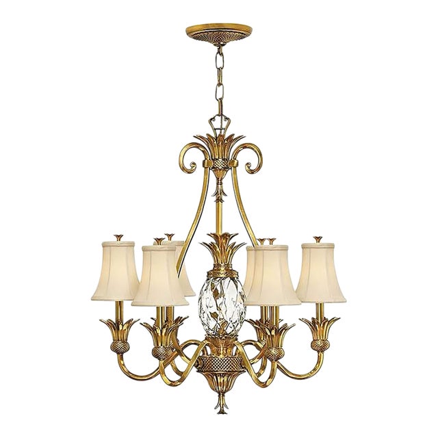 Late 20th Century Brass and Glass Pineapple Chandelier by Hinkley For Sale