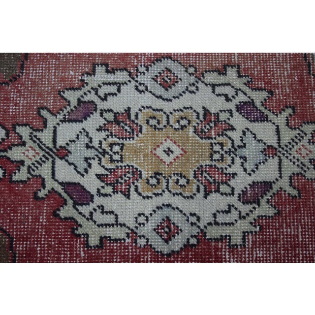 Textile 1980s Turkish Red Medallion Yastik Rug For Sale - Image 7 of 13
