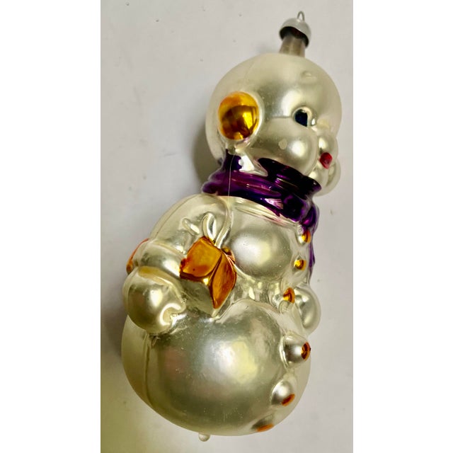 Mid 20th Century West Germany Handblown Mercury Glass Snowman Christmas Tree Ornament Purple For Sale - Image 5 of 8