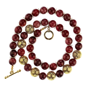Garnet With Goldy Accents Necklace