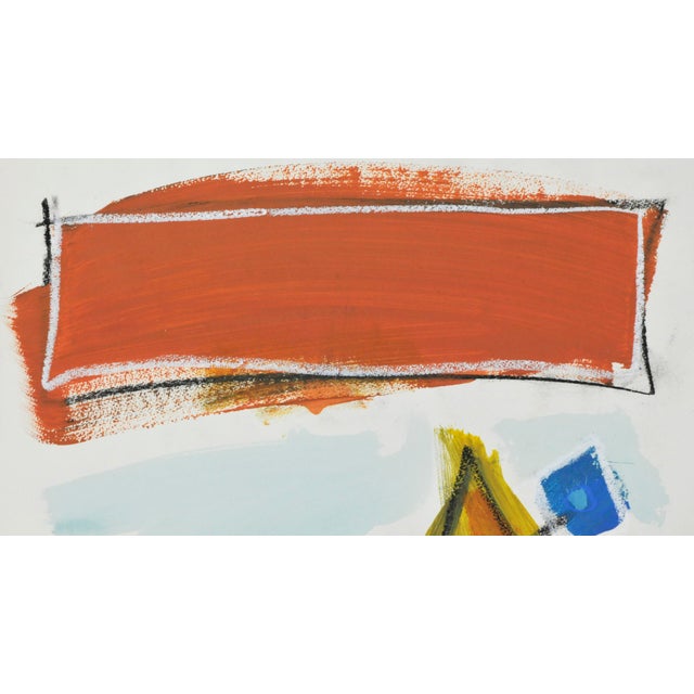 Contemporary "Red Oxide Stripe With Doodles" Contemporary Abstract Expressionist Style Mixed-Media Painting by Robbie Kemper For Sale - Image 3 of 6