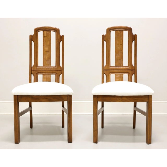 Brutalist Broyhill Premier Mid 20th Century Oak Brutalist Style Dining Side Chairs - Pair B For Sale - Image 3 of 10