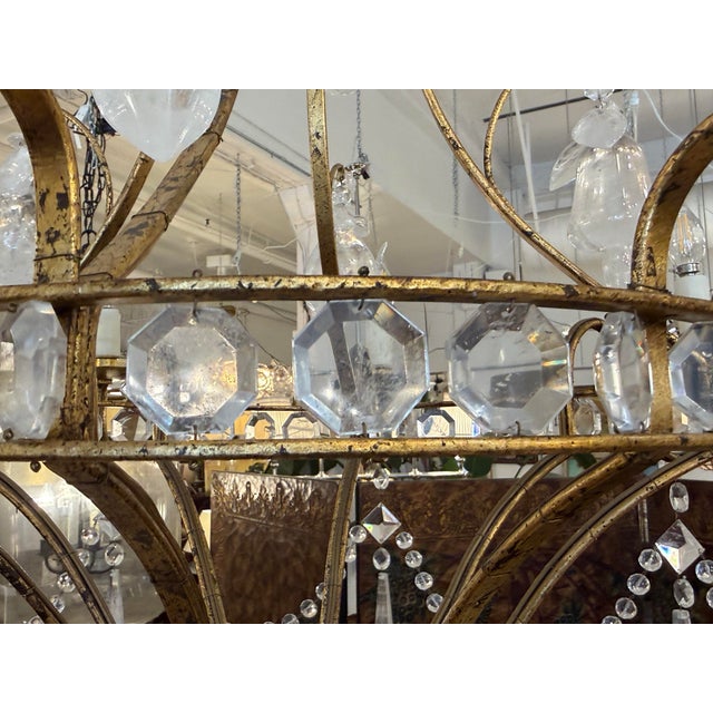 Brazilian Rock Crystal Chandelier, Mid 20th Century For Sale - Image 9 of 12