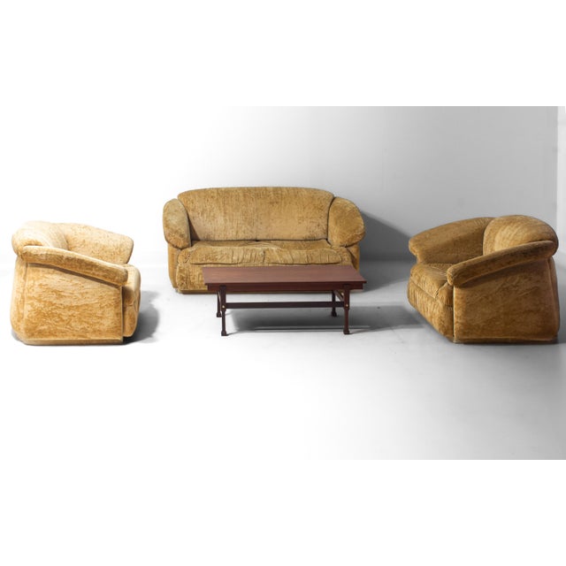 Textile Italian 2-Seater Sofa in Beige Velvet, 1970s For Sale - Image 7 of 12