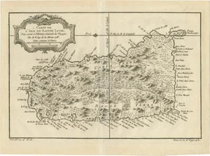 Map of Saint Lucia in the West Indies by Bellin, 1758