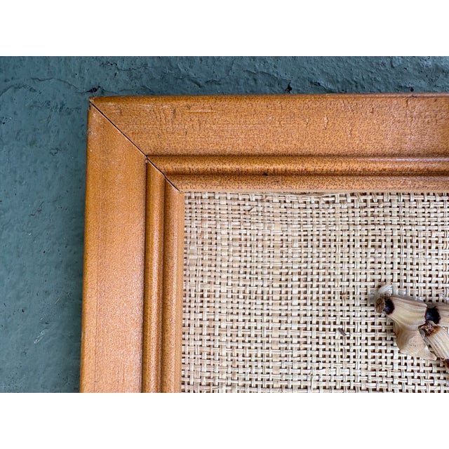 Pair of Vintage Handmade Philippine Seashell Floral Wall Panels on Woven Grasscloth For Sale - Image 9 of 11