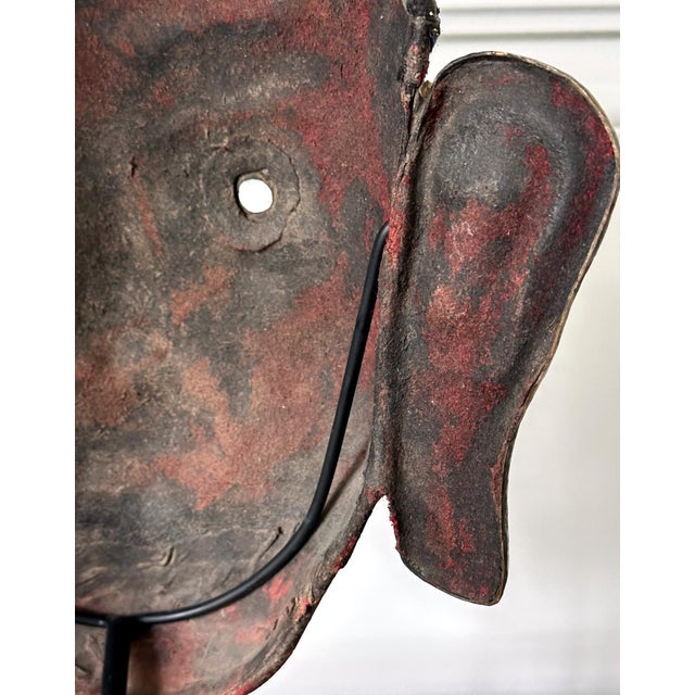 Tibetan Gilt Copper Alloy Mask on Display Stand For Sale - Image 17 of 18