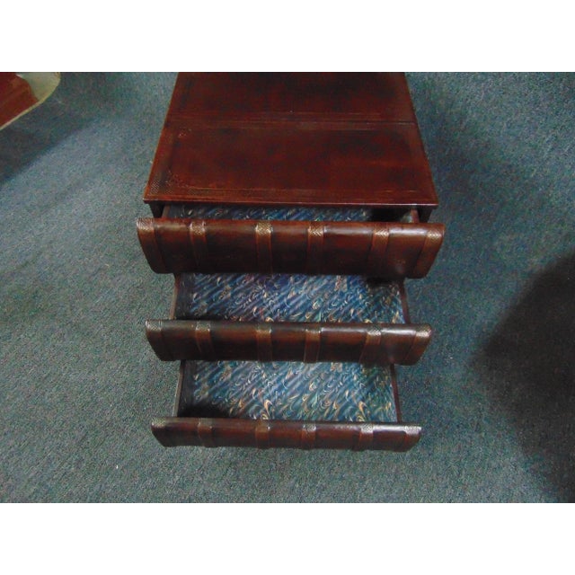 Animal Skin Modern Design Leather Faux Book Stack Tables - a Pair For Sale - Image 7 of 12