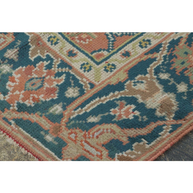 1950s Vintage European Rug in Orange, Blue and Ivory Geometric Pattern - Rug & Kilim For Sale - Image 5 of 7