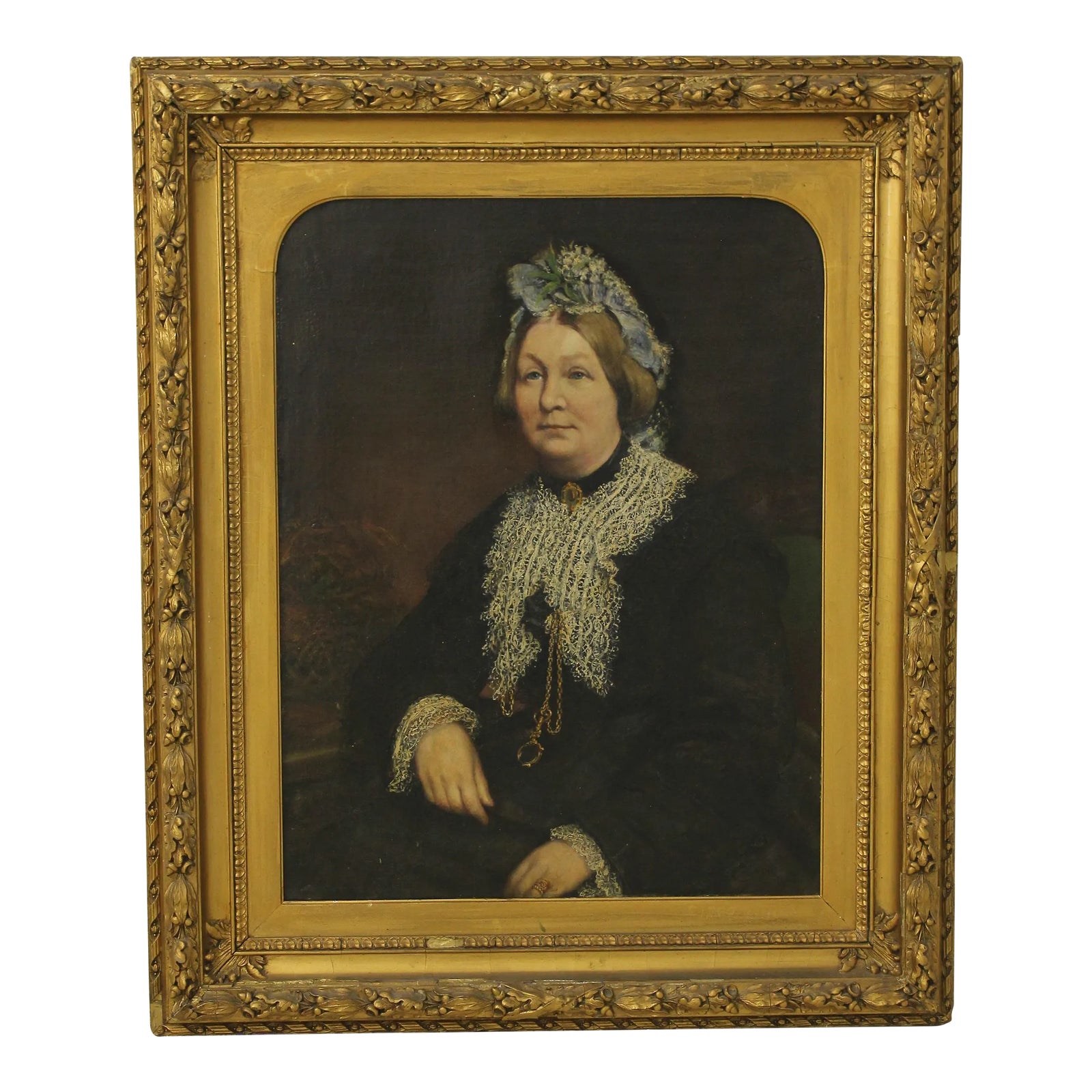 Antique Framed Oil Painting on Canvas of Woman | Chairish