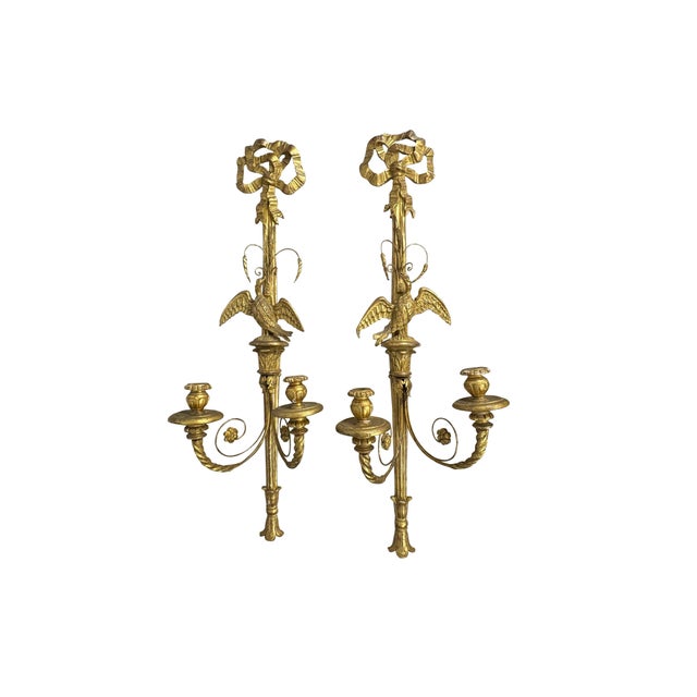 Early 20th Century Italian Carved Large and Giltwood Two-Light Sconces - A Pair For Sale - Image 16 of 18