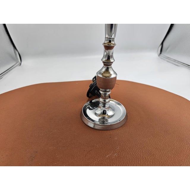 1950s Vintage Art Deco Nickel-Plated Table Lamp, 1940s For Sale - Image 5 of 8