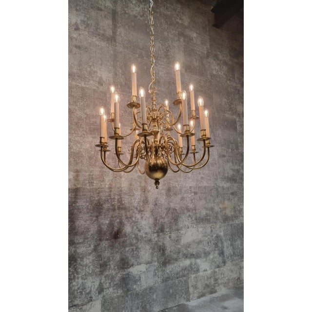 Church chandelier with scrolled arms and 18 light points, made for the Mariakerk (church) in Den Bosch (Netherlands) Up to...