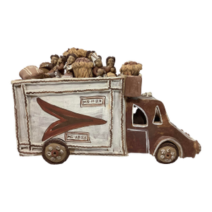 Early 20th Century Rare Terracotta Peruvian Folk Art Sculpture of a Market Bus
