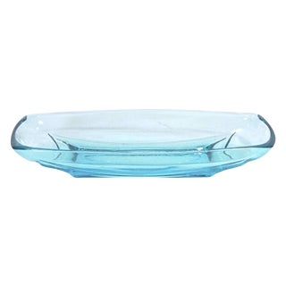 Vintage Art Deco Style Aqua Glass Dish For Sale