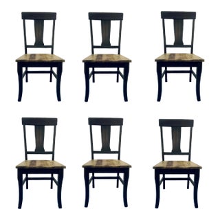 Modern Splat Back Wood Dining Side Chairs Set of 6 For Sale