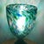 Verdigris Mid 20th Century Mid Century Modern Unique Hand Crafted Table Lamp W/ Hand Blown Mottled Art Class Shade on Textured and Hammered Sculptured Base For Sale - Image 8 of 12