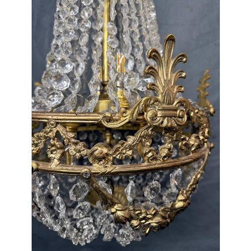 Antique French Empire Style Chandelier in Brass, 1900s For Sale - Image 4 of 7