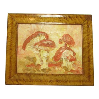 Vintage English Oil on Board Painting of Mushrooms For Sale